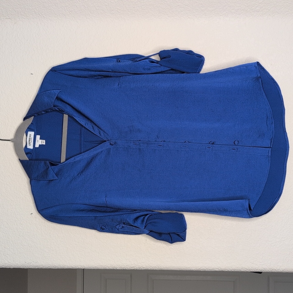 Express Cobalt Blue Button-Front Blouse